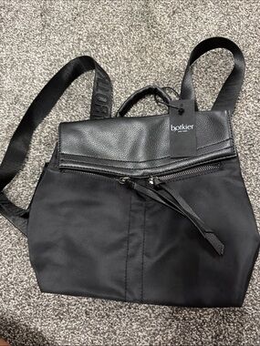 Botkier Black Nylon and Leather Top-Flap Backpack